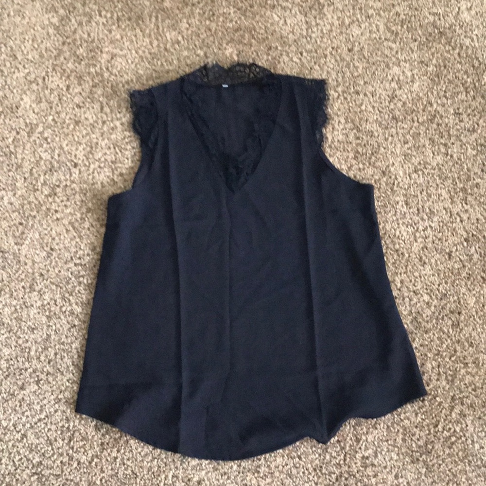 Black with Lace Detail Summer Top